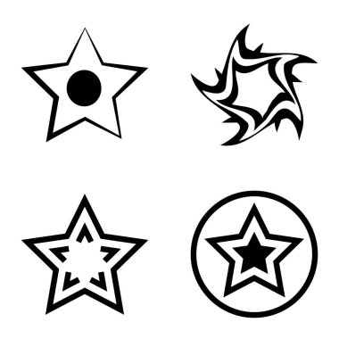 Yıldız1-2 Yıldız Şelalesi Düz Simge Seti Beyaz Arkaplanda İzole Edildi