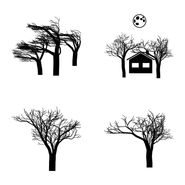 Set Iconos Planos Árbol Aislado Sobre Fondo Blanco — Vector de stock