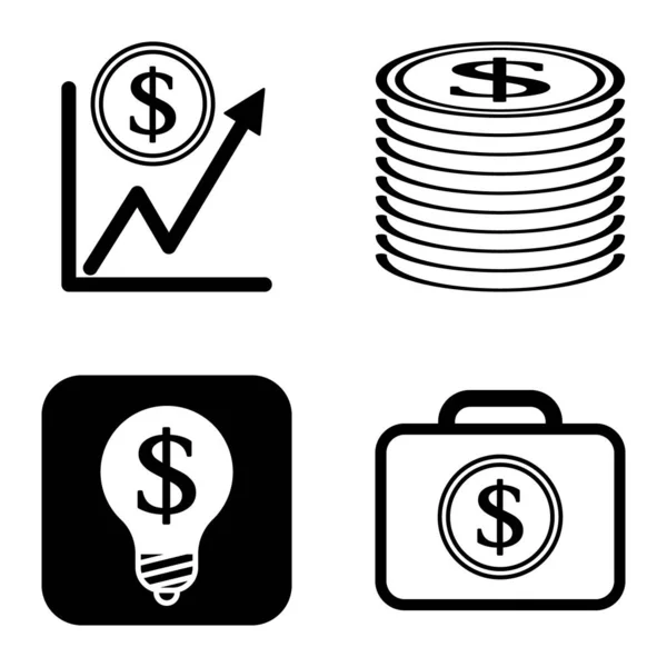 Dollar Flat Icône Ensemble Isolé Sur Fond Blanc — Image vectorielle