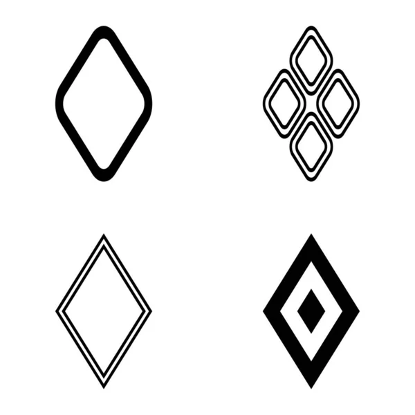 Rhombus Flat Icon Set Isoliert Auf Weißem Hintergrund — Stockvektor