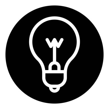 Ampul Fikri Düz Simgesi Beyaz Arkaplanda İzole Edildi