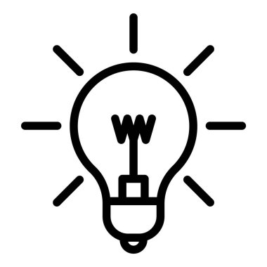 Ampul Fikri Düz Simgesi Beyaz Arkaplanda İzole Edildi