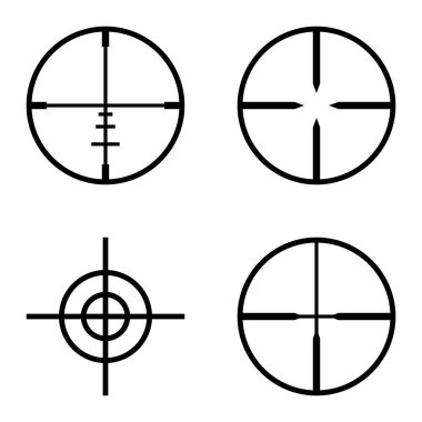 Crosshairs Düz Simge Seti Beyaz Arkaplanda İzole Edildi