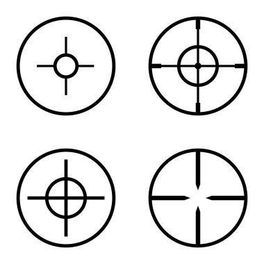 Crosshairs Düz Simge Seti Beyaz Arkaplanda İzole Edildi