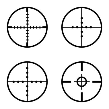 Crosshairs Düz Simge Seti Beyaz Arkaplanda İzole Edildi