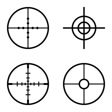 Crosshairs Düz Simge Seti Beyaz Arkaplanda İzole Edildi