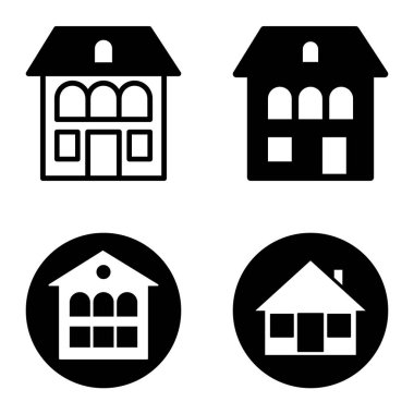 Düz Simge Seti Beyaz Arkaplanda Ayrı Tutulan Evler