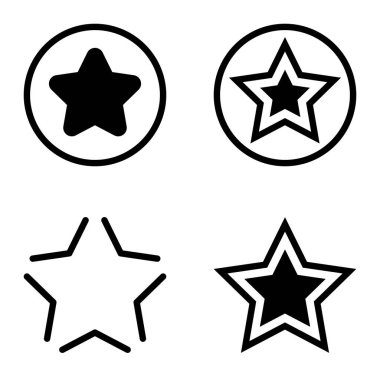 Yıldız Düz Simgesi Seti Beyaz Arkaplanda Ayrı Tutuldu