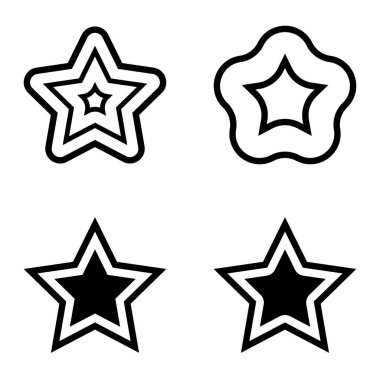 Yıldız Düz Simgesi Seti Beyaz Arkaplanda Ayrı Tutuldu