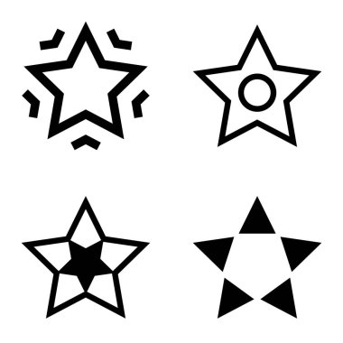 Yıldız Düz Simgesi Seti Beyaz Arkaplanda Ayrı Tutuldu