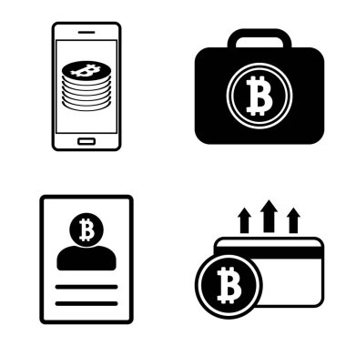 Bitcoins1-2 Düz Simge Seti Beyaz Arkaplanda İzole Edildi