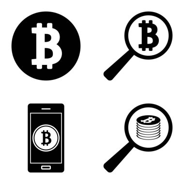 Bitcoins1-2 Düz Simge Seti Beyaz Arkaplanda İzole Edildi