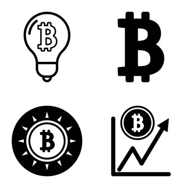 Bitcoins1-2 Düz Simge Seti Beyaz Arkaplanda İzole Edildi