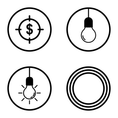 Daireler 1-2 Düz Simge Seti Beyaz Arkaplanda İzole Edildi
