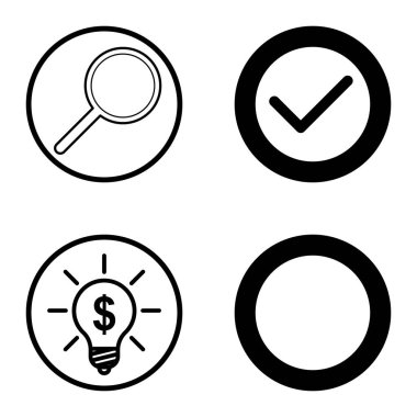 Daireler 1-2 Düz Simge Seti Beyaz Arkaplanda İzole Edildi