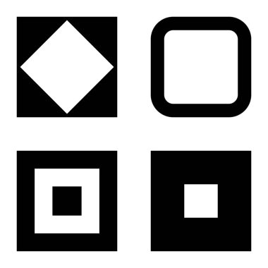 Kare Düz Simge Seti Beyaz Arkaplanda İzole Edildi