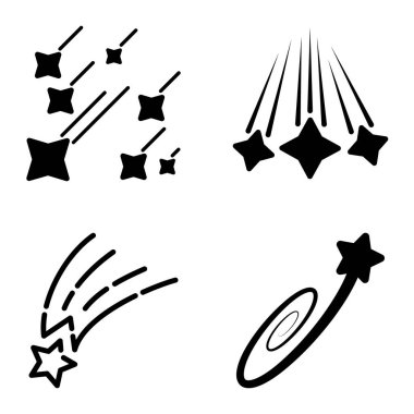 Yıldız Şelalesi Düz Simge Seti Beyaz Arkaplanda İzole Edildi