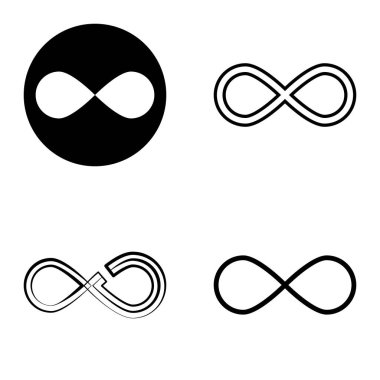 Sonsuz Düz Simge Seti Beyaz Arkaplanda İzole Edildi