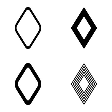 Rhombus Düz Simge Seti Beyaz Arkaplanda İzole Edildi