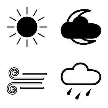 Hava Durumu Düz Simgesi Beyaz Arkaplanda İzole Edildi
