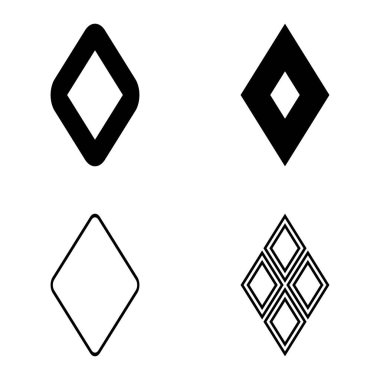 Rhombus Düz Simge Seti Beyaz Arkaplanda İzole Edildi