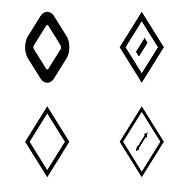 Rhombus Düz Simge Seti Beyaz Arkaplanda İzole Edildi