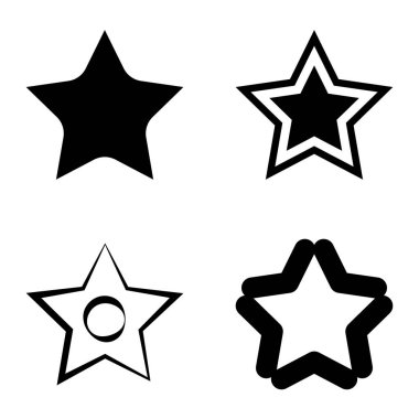 Yıldız1-2 Yıldız Şelalesi Düz Simge Seti Beyaz Arkaplanda İzole Edildi