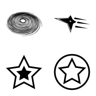 Yıldız1-2 Yıldız Şelalesi Düz Simge Seti Beyaz Arkaplanda İzole Edildi