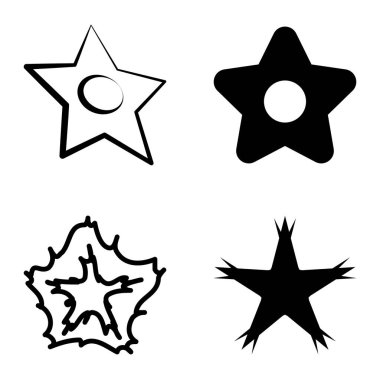 Yıldız1-2 Yıldız Şelalesi Düz Simge Seti Beyaz Arkaplanda İzole Edildi