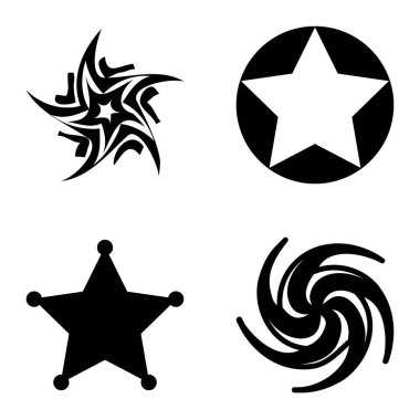 Yıldız1-2 Yıldız Şelalesi Düz Simge Seti Beyaz Arkaplanda İzole Edildi