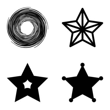 Yıldız1-2 Yıldız Şelalesi Düz Simge Seti Beyaz Arkaplanda İzole Edildi