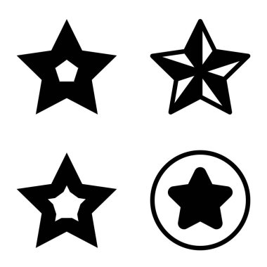 Yıldız1-2 Yıldız Şelalesi Düz Simge Seti Beyaz Arkaplanda İzole Edildi