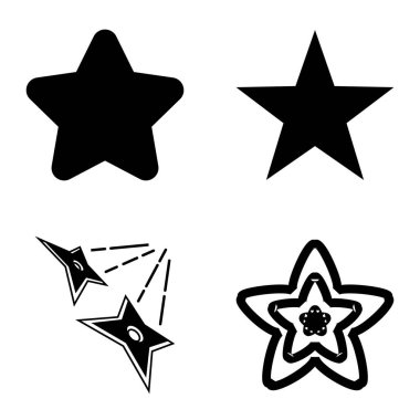 Yıldız1-2 Yıldız Şelalesi Düz Simge Seti Beyaz Arkaplanda İzole Edildi