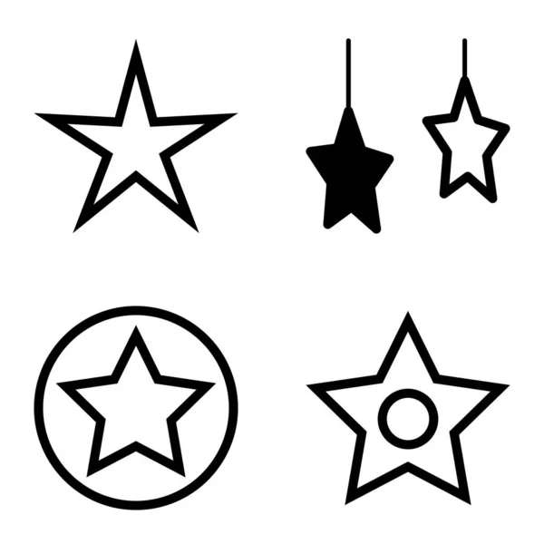 Stars Flat Icon Set Isoliert Auf Weißem Hintergrund — Stockvektor