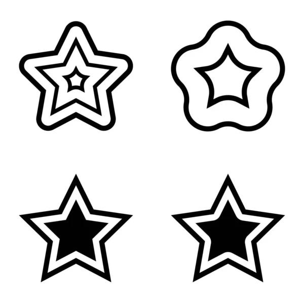 Stars Flat Icon Set Isoliert Auf Weißem Hintergrund — Stockvektor