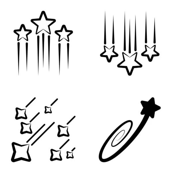 Starfall Flat Icon Set Isolated White Background — Stock Vector