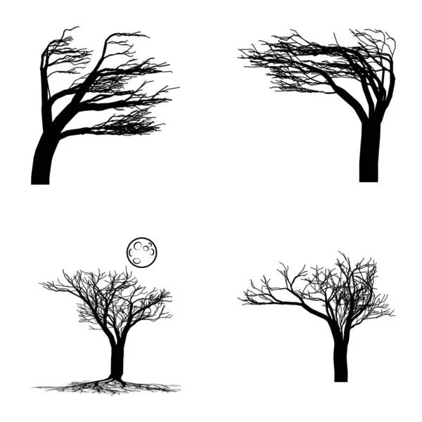 Baum Flat Icon Set Isoliert Auf Weißem Hintergrund — Stockvektor