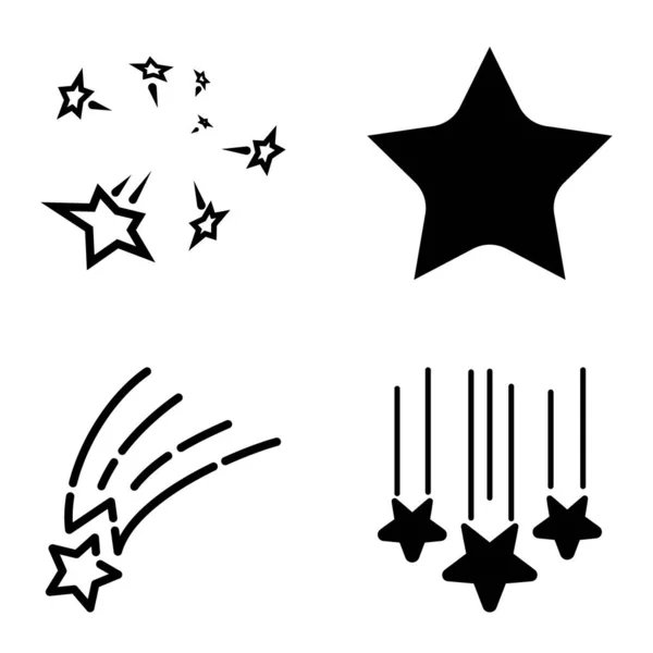 Stars1 2Starfall Flat Icon Set Isoliert Auf Weißem Hintergrund — Stockvektor