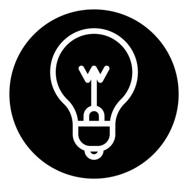 Ampul Fikri Düz Simgesi Beyaz Arkaplanda İzole Edildi