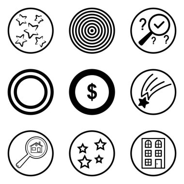 Daireler Düz Simge Seti Beyaz Arkaplanda İzole Edildi