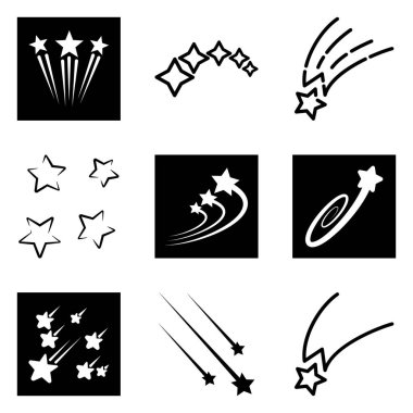 Yıldız Şelalesi Düz Simge Seti Beyaz Arkaplanda İzole Edildi