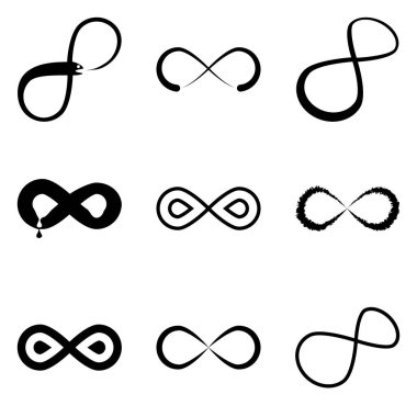 Sonsuz Düz Simge Seti Beyaz Arkaplanda İzole Edildi