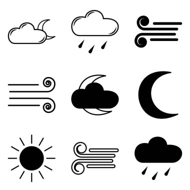 Hava Durumu Düz Simgesi Beyaz Arkaplanda İzole Edildi