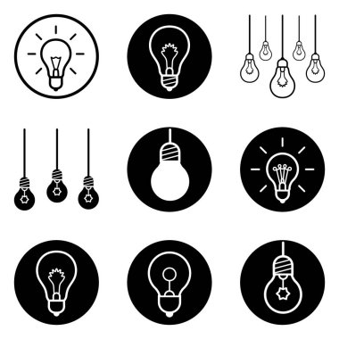 Bulbs3 Düz Simge Seti Beyaz Arkaplanda İzole Edildi