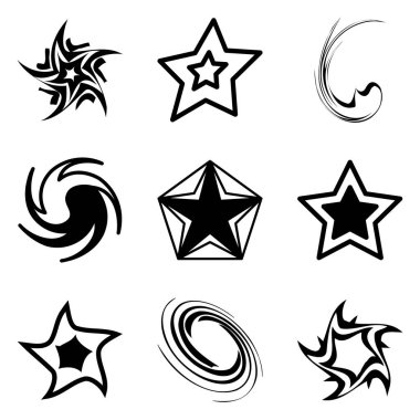 Yıldız2 Düz Simge Seti Beyaz Arkaplanda İzole Edildi