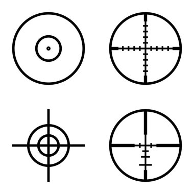 Crosshairs Düz Simge Seti Beyaz Arkaplanda İzole Edildi