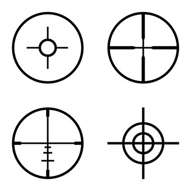 Crosshairs Düz Simge Seti Beyaz Arkaplanda İzole Edildi