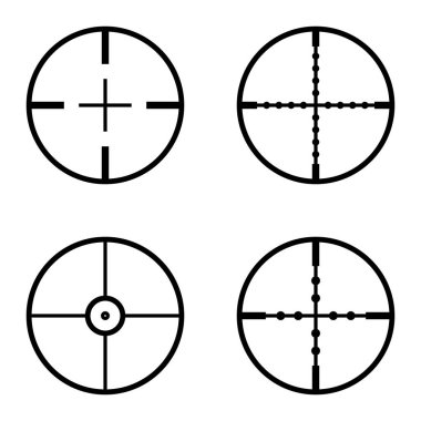 Crosshairs Düz Simge Seti Beyaz Arkaplanda İzole Edildi