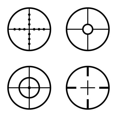 Crosshairs Düz Simge Seti Beyaz Arkaplanda İzole Edildi