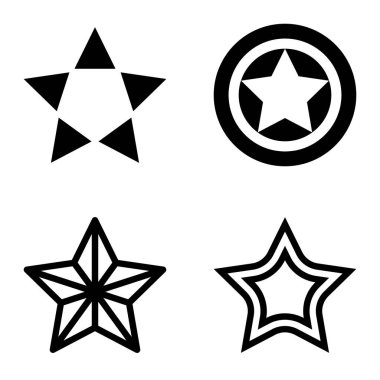 Yıldız Düz Simgesi Seti Beyaz Arkaplanda Ayrı Tutuldu